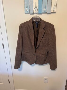 Chaps Women’s Brown/Tan Wool Blend Tweed Blazer / Size 16 / Excellent Condition